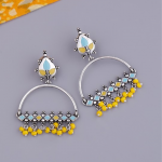 Silver-Plated & Enamelled Contemporary Drop Earrings